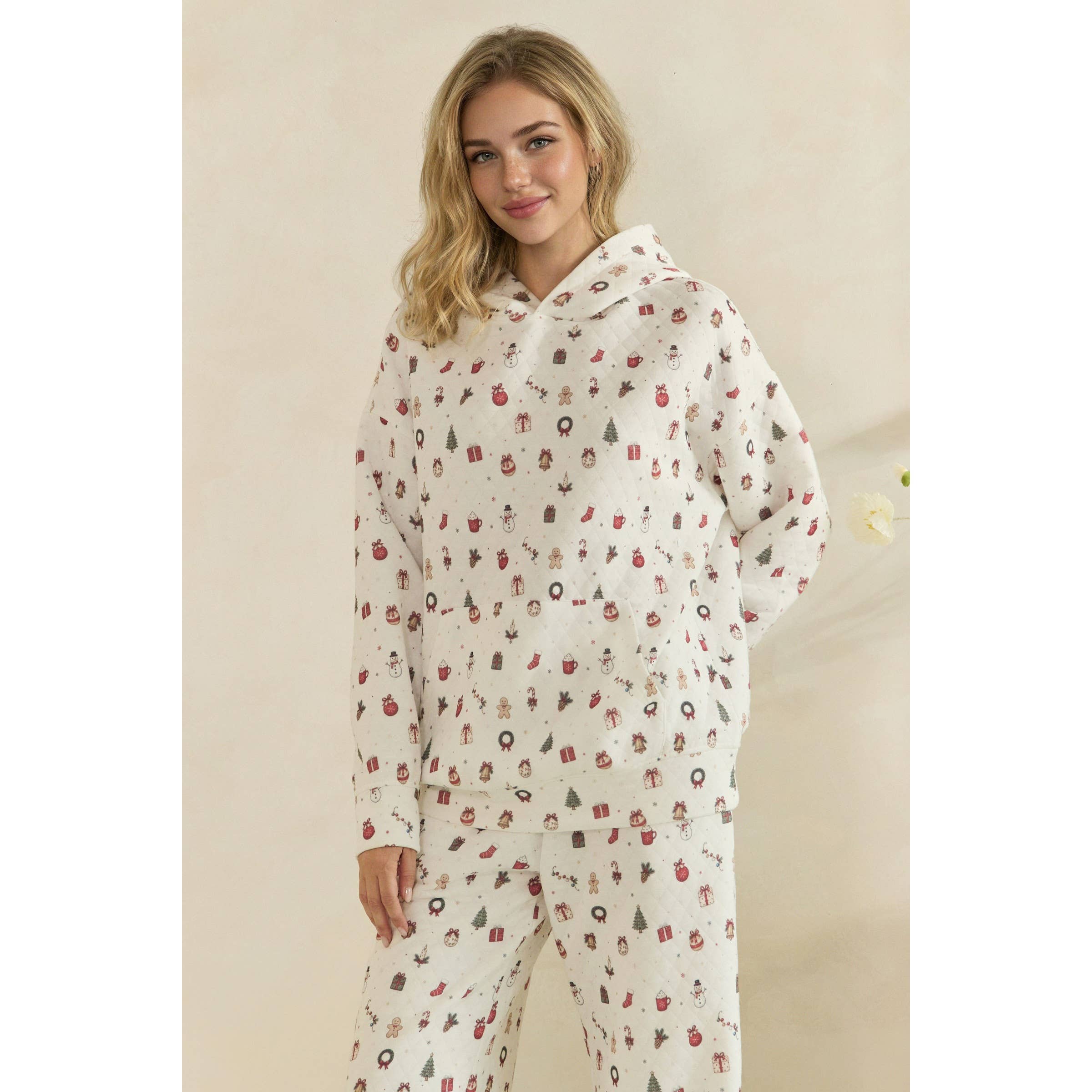 Cozy Holiday Print Lounge Hoodie