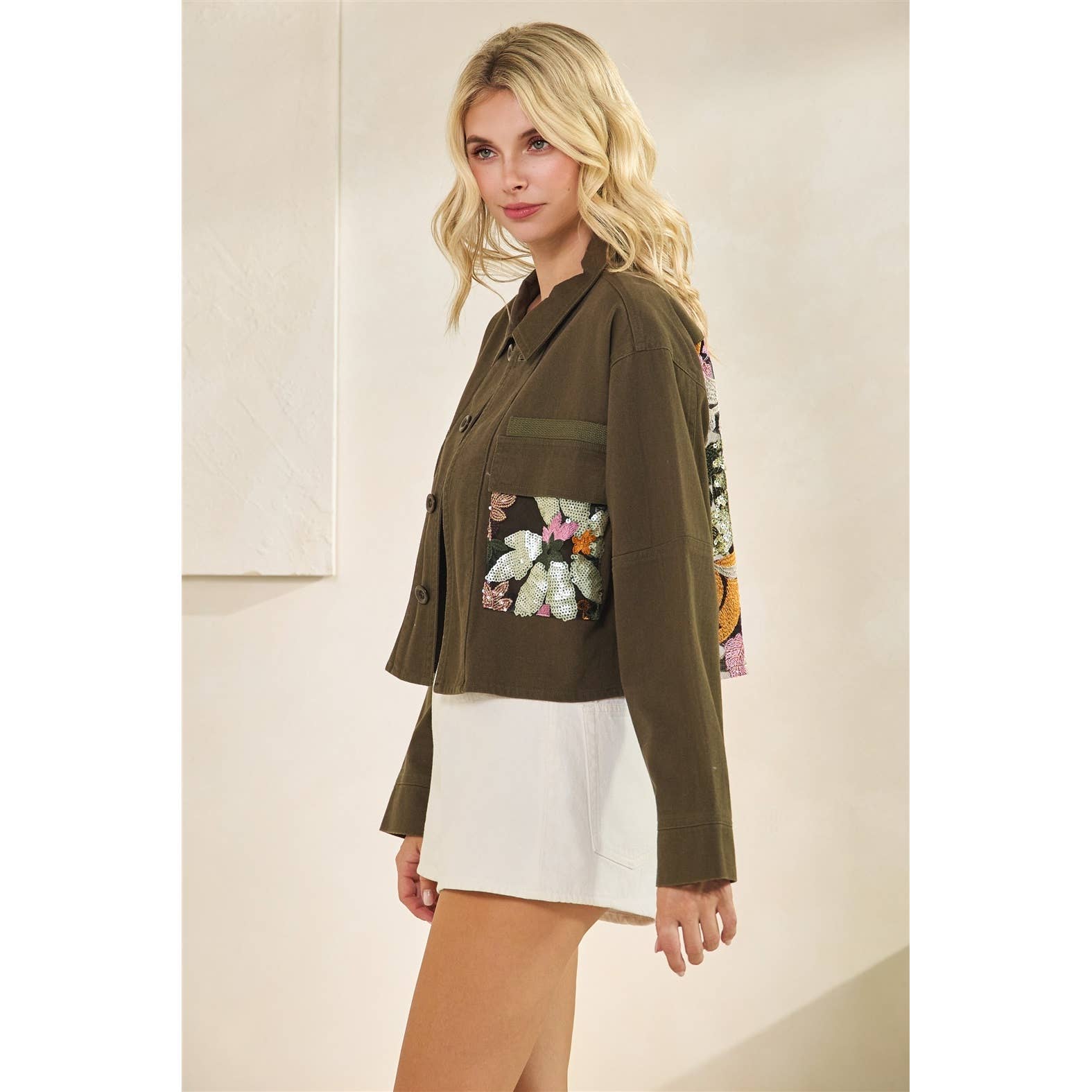 Vervet - Flower Sequins Contrast Jacket