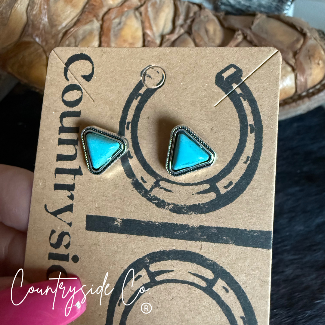 Turquoise Stud Triangle Earrings