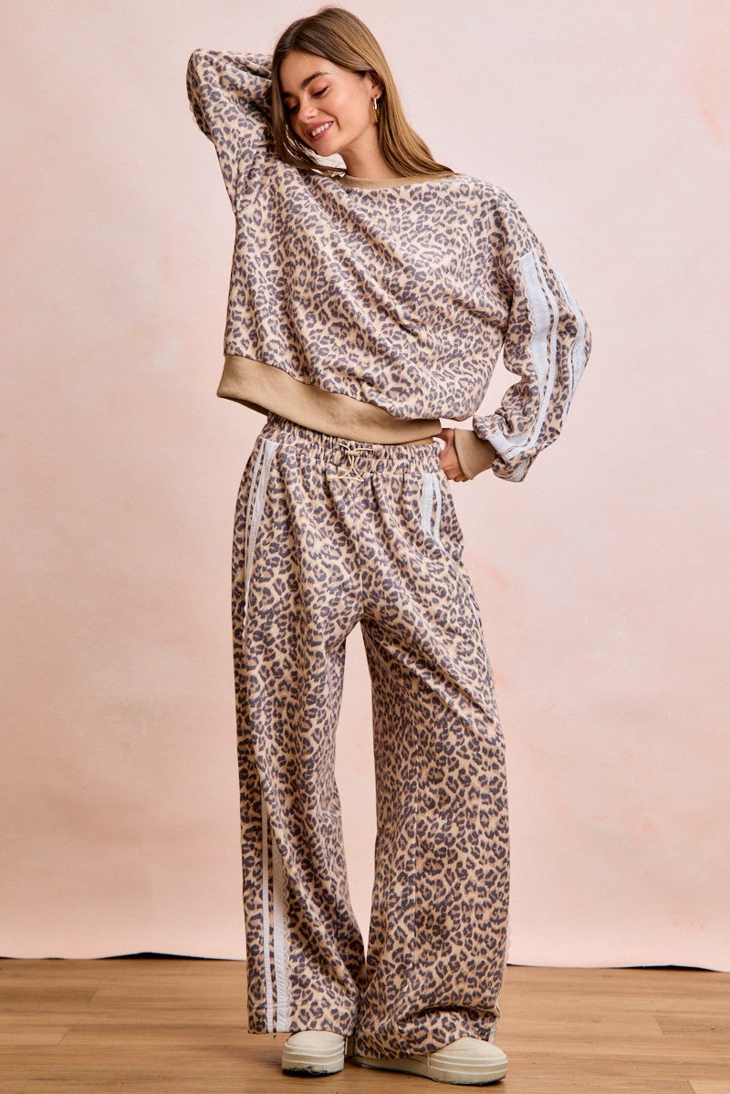Leopard French Terry Lace Contrast Sweatpants