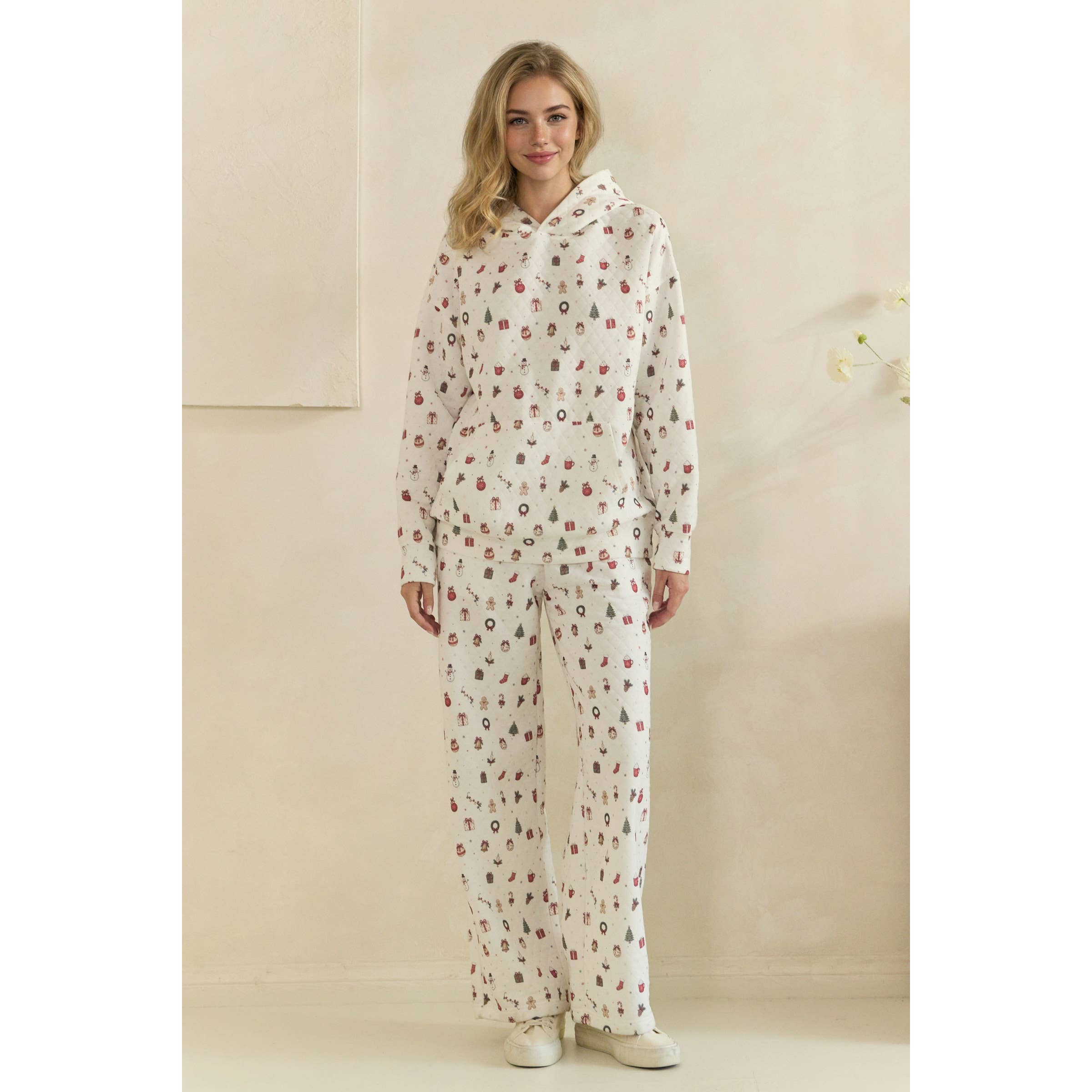 Cozy Holiday Print Lounge Hoodie