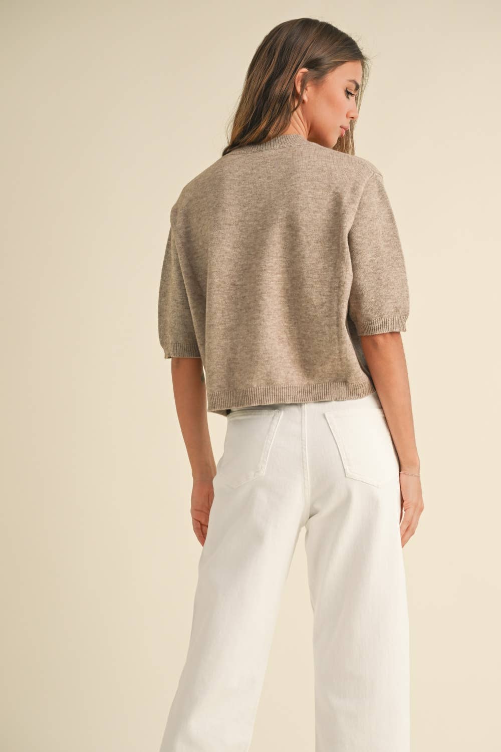 Classic ribbed - SHORT SLEEVE SWEATER TOP
