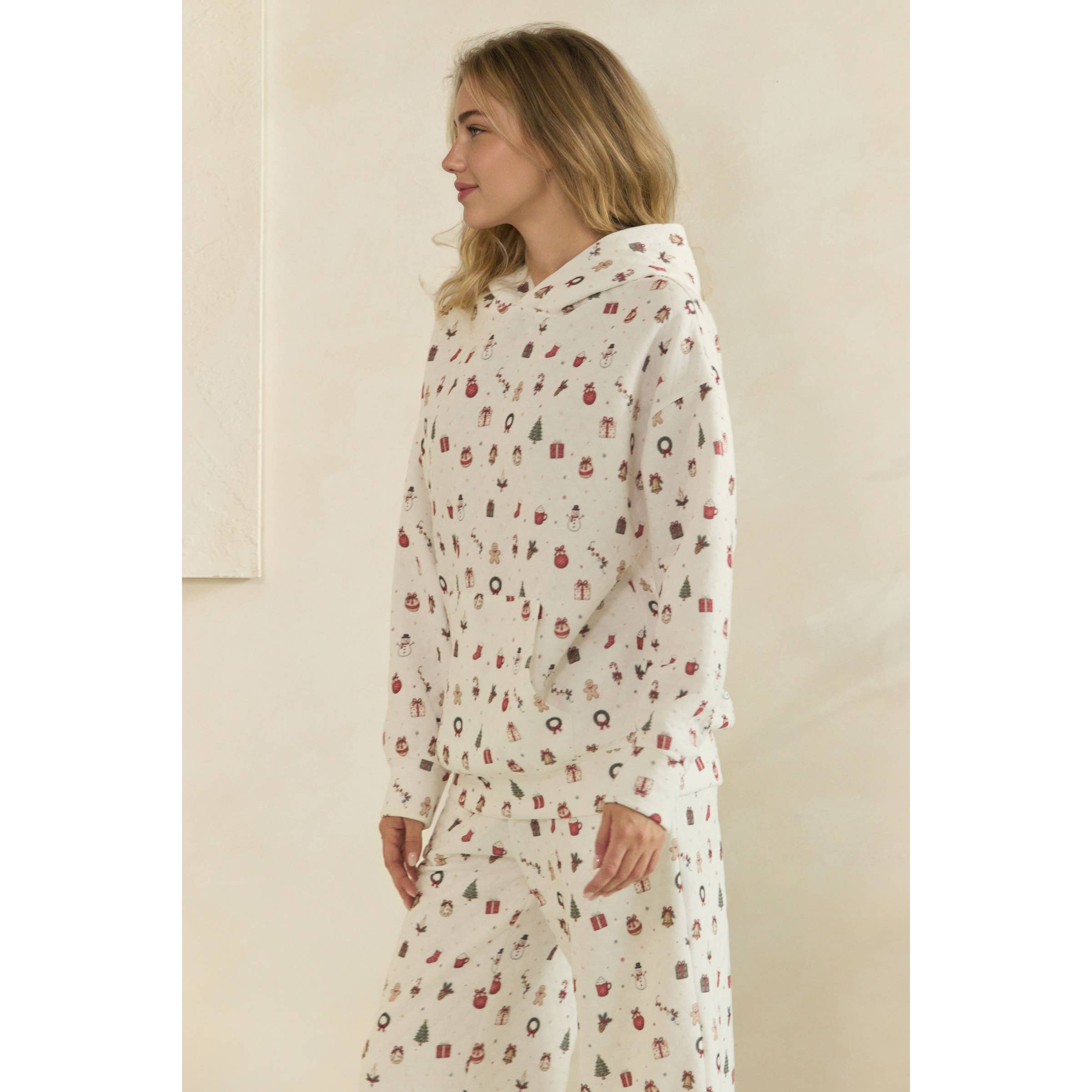 Cozy Holiday Print Lounge Hoodie