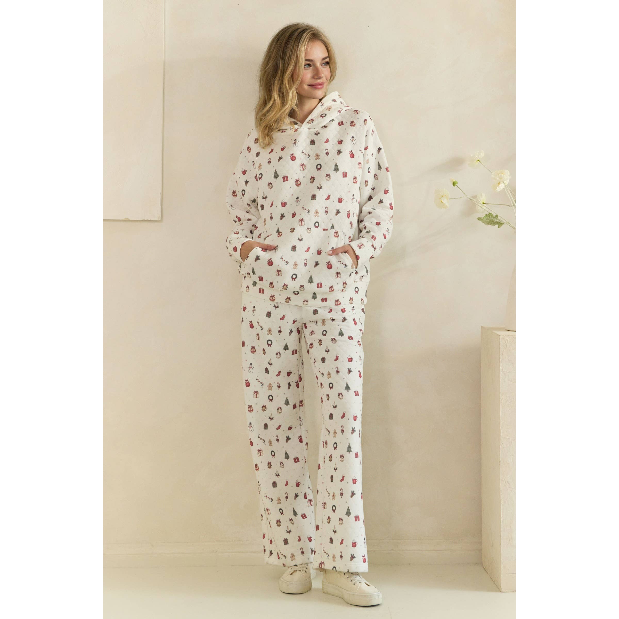 Cozy Holiday Print Lounge Hoodie