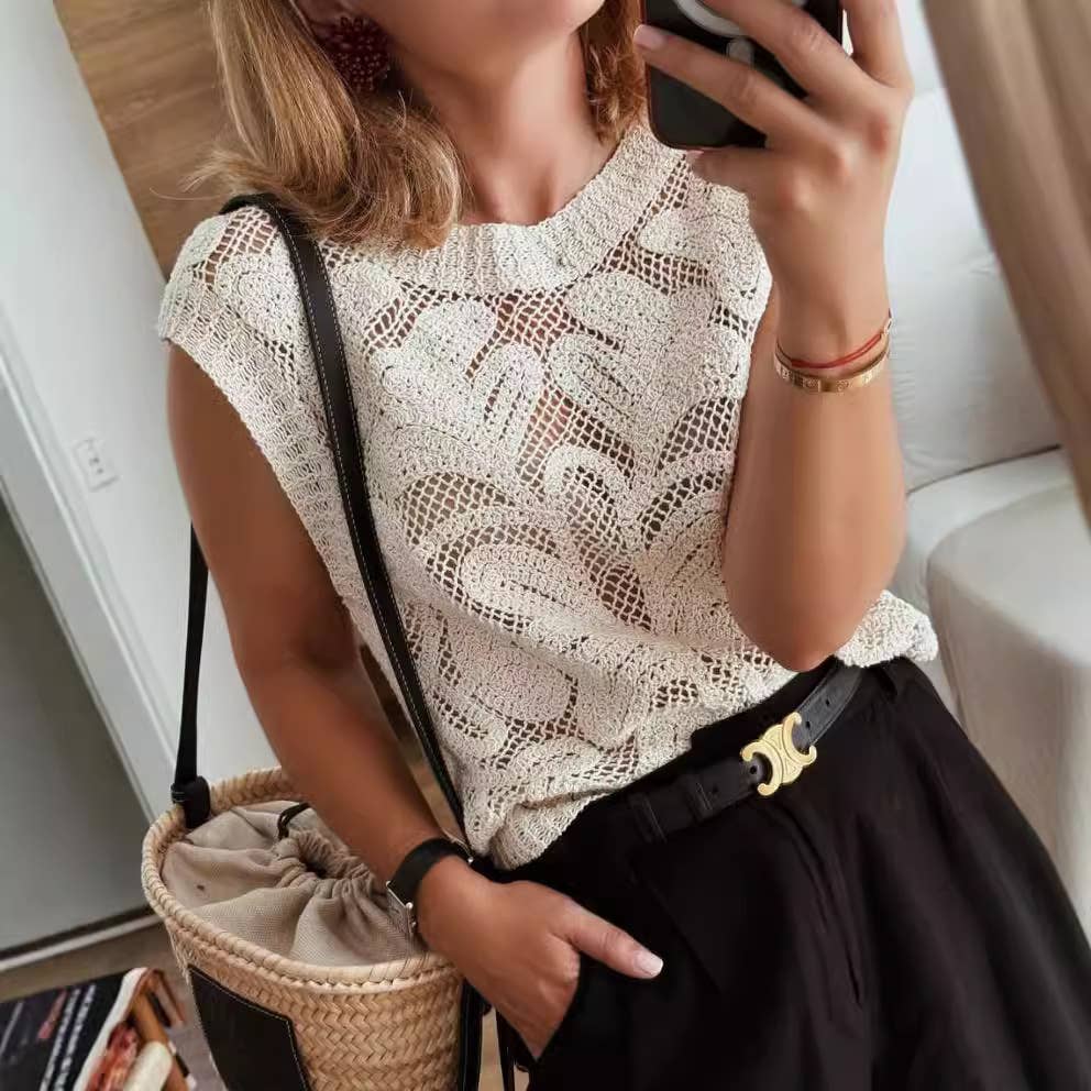 Sleeveless Crochet Knit Tank