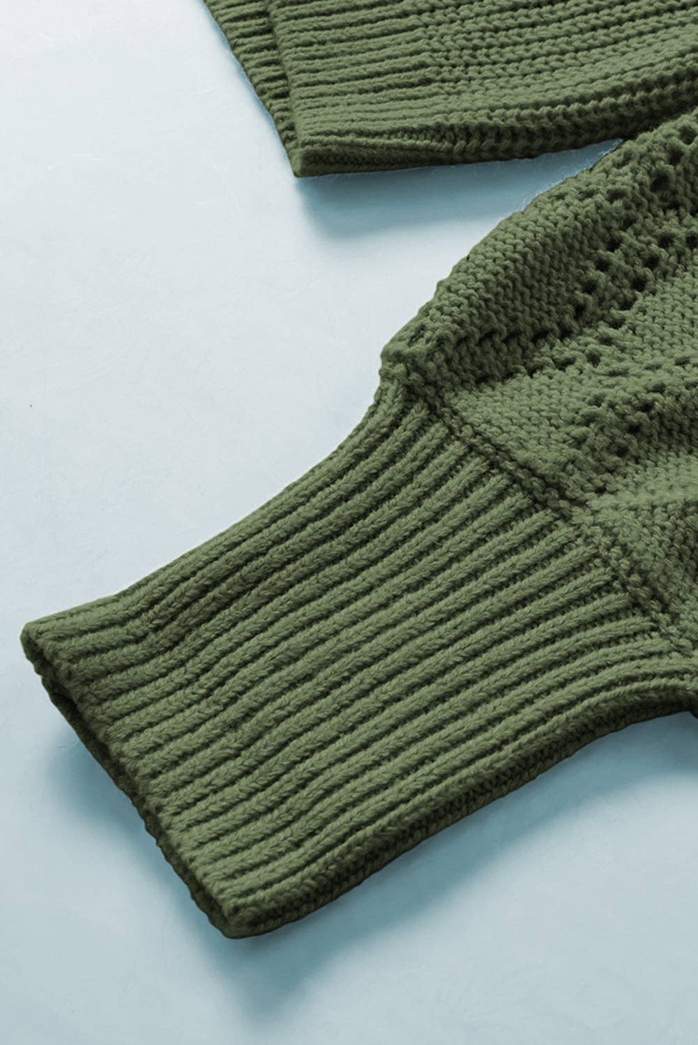 Knit V Neck Bishop Sleeve Button Cardigan