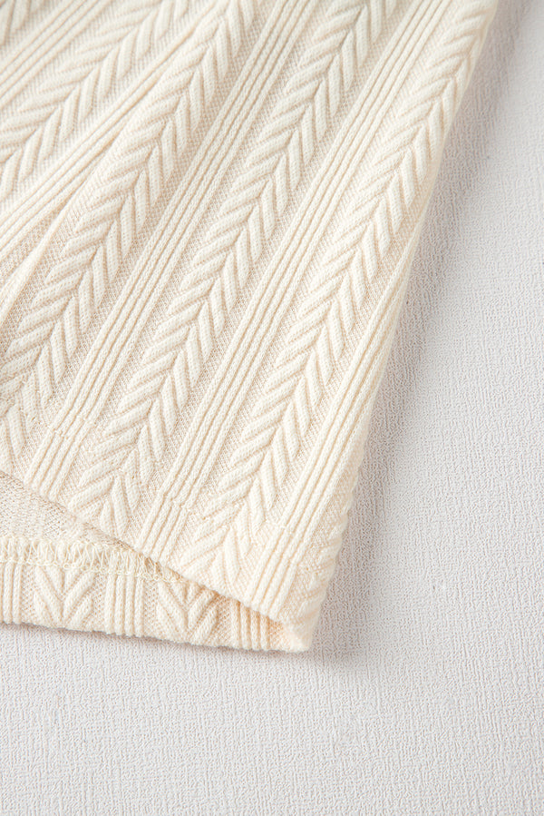 Apricot Polka Dot Mesh Puff Sleeve Textured Blouse