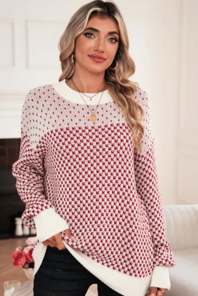 Ethal Bishop Sleeve Sweater in Red