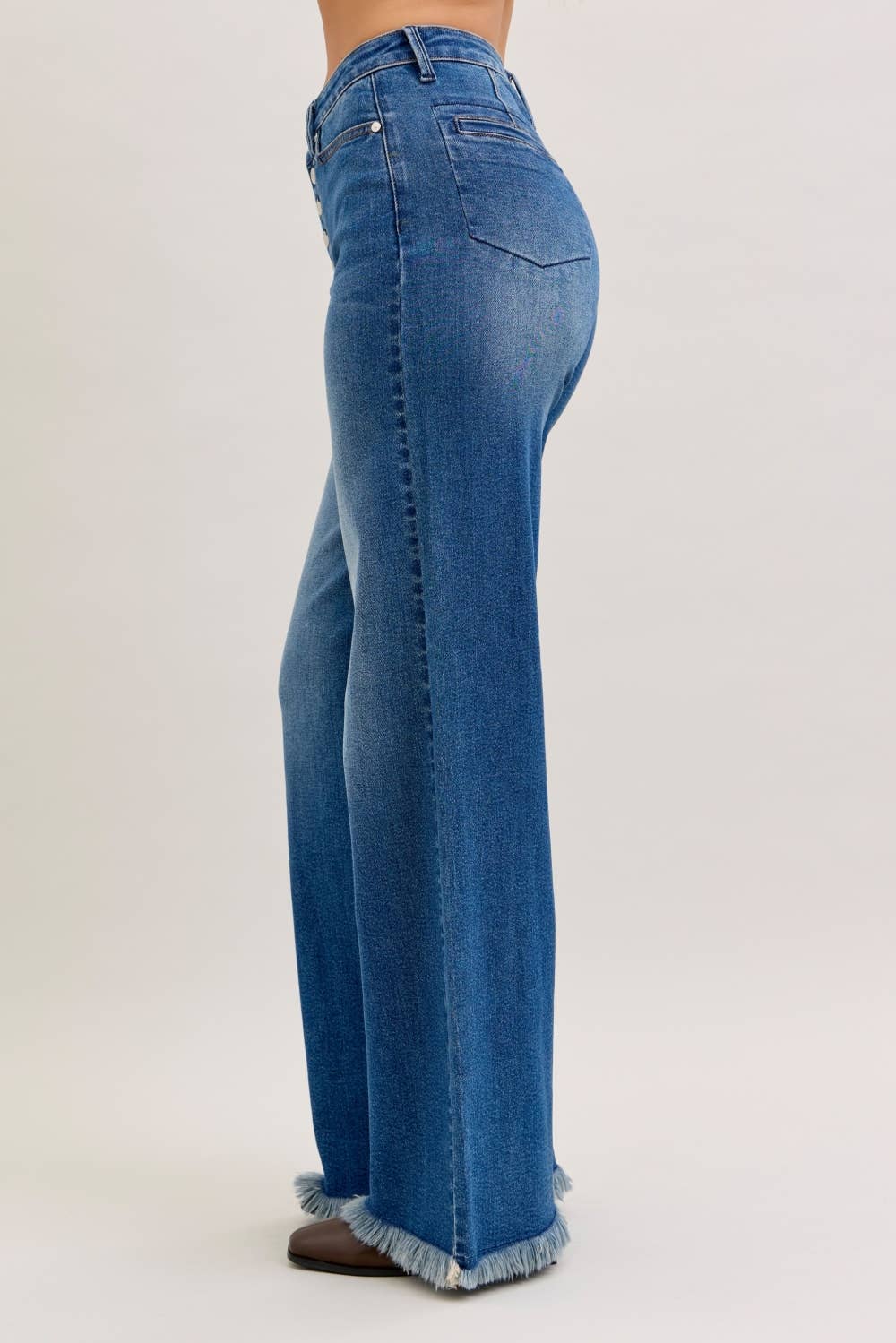 Judy Blue HW Column Straight Button-Fly & Back Welt Pkts