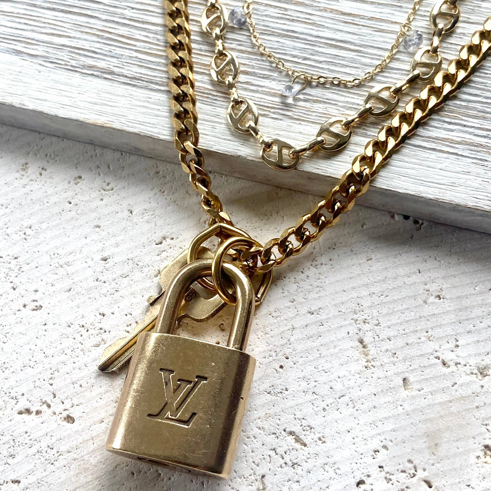 Louis Vuitton upcycled repurposed lock key necklace 