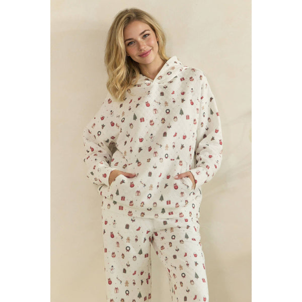 Cozy Holiday Print Lounge Hoodie