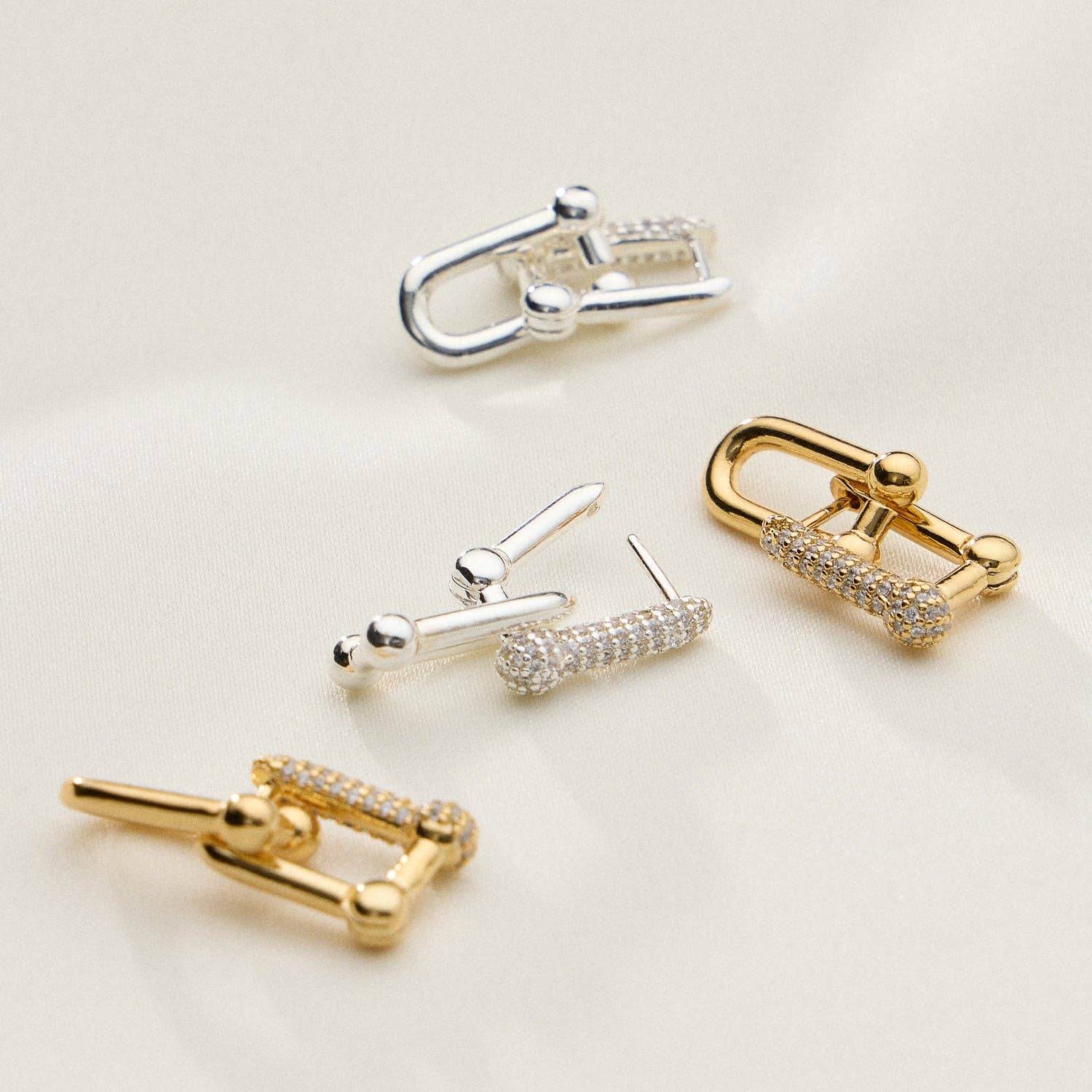 18K Gold-Dipped Crystal Lock Stud | Earrings
