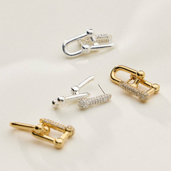 18K Gold-Dipped Crystal Lock Stud | Earrings