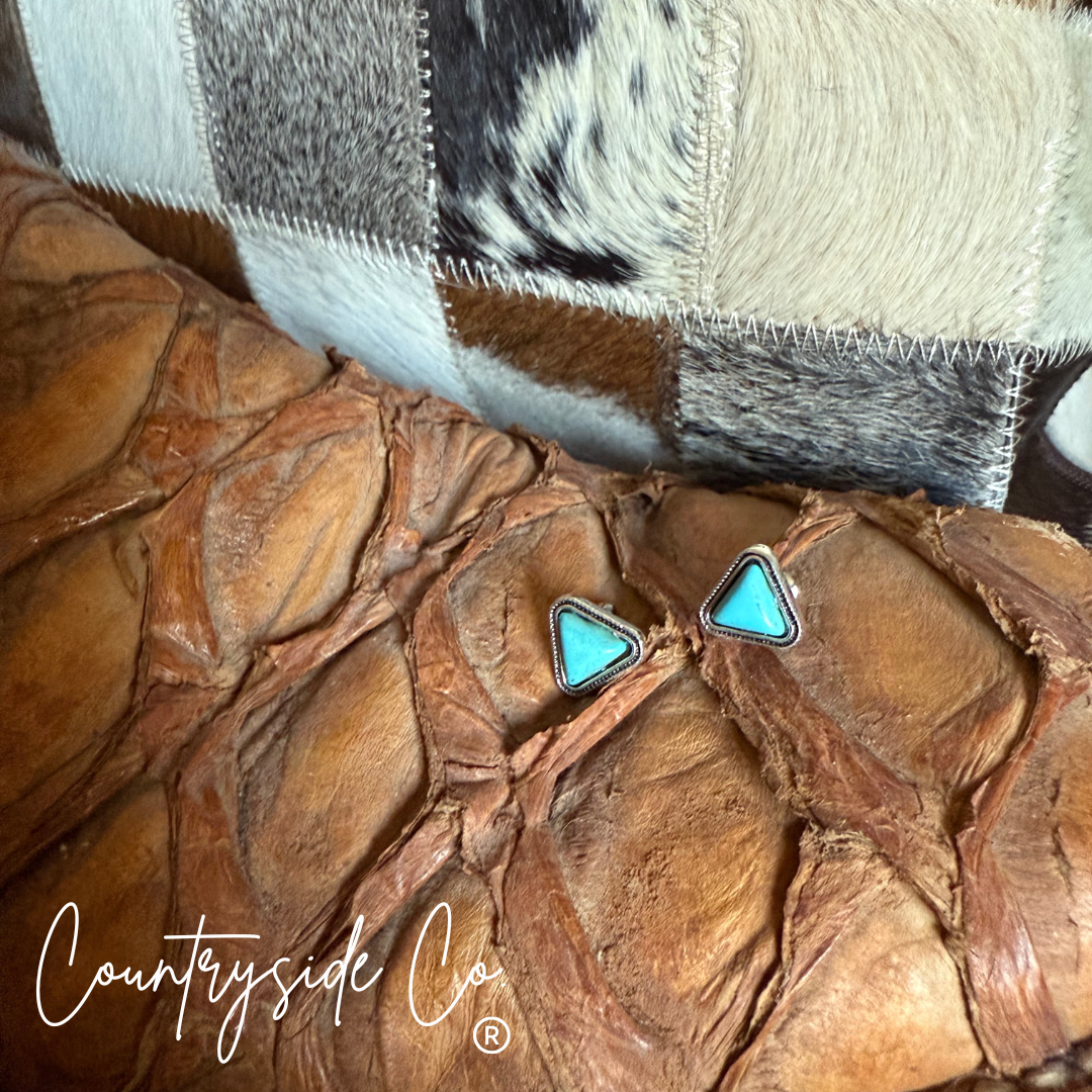 Turquoise Stud Triangle Earrings