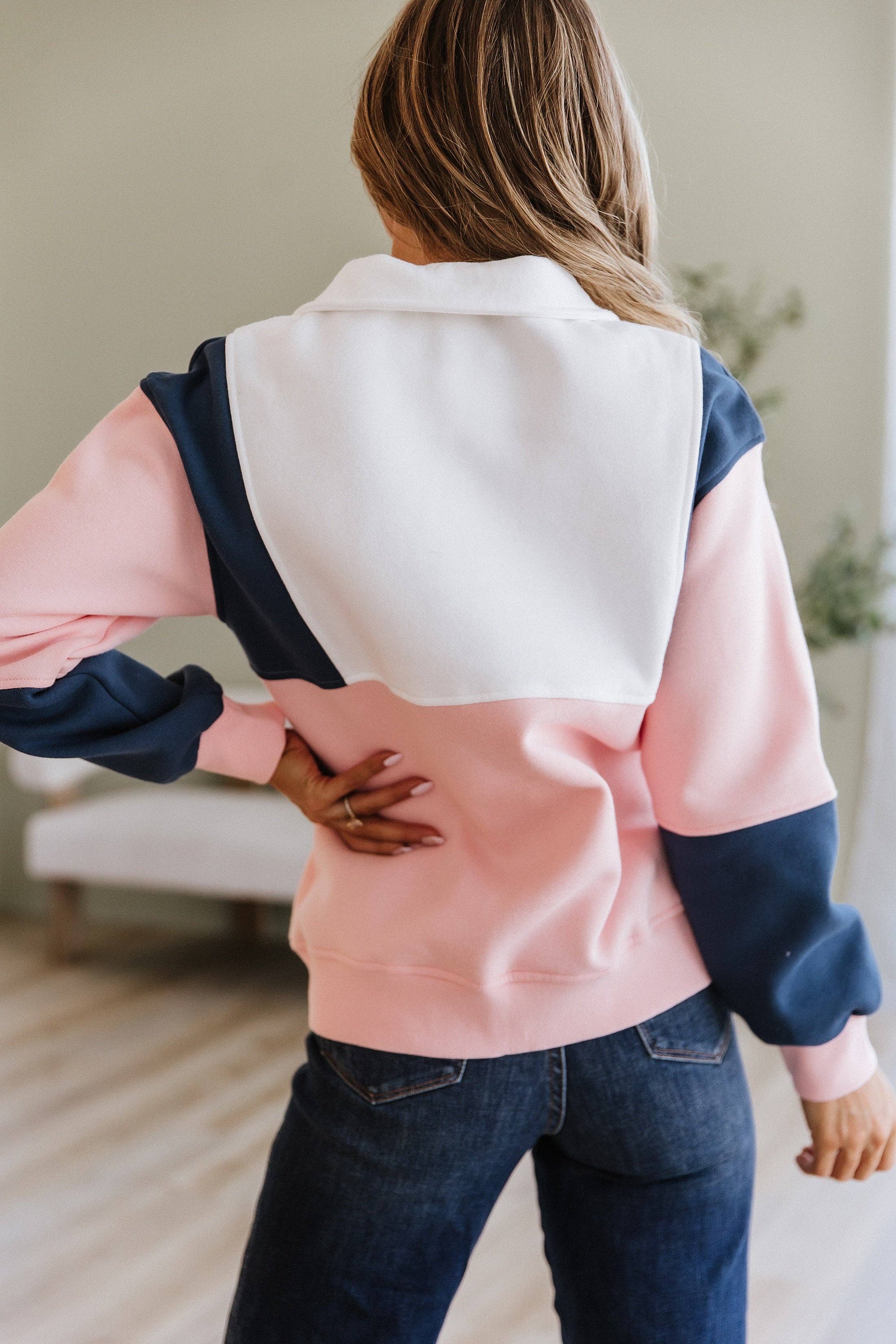 Vivienne Colorblock Henley Sweatshirt