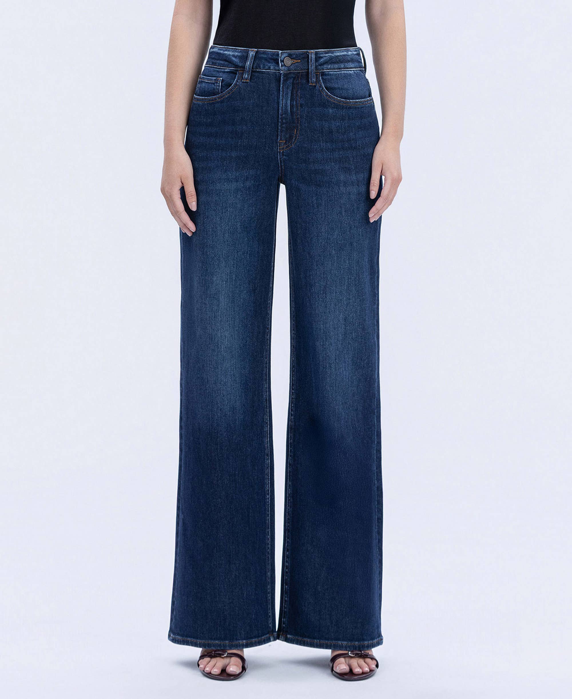 Vervet SUPER HIGH RISE FULL LENGTH DARK WASH WIDE JEANS