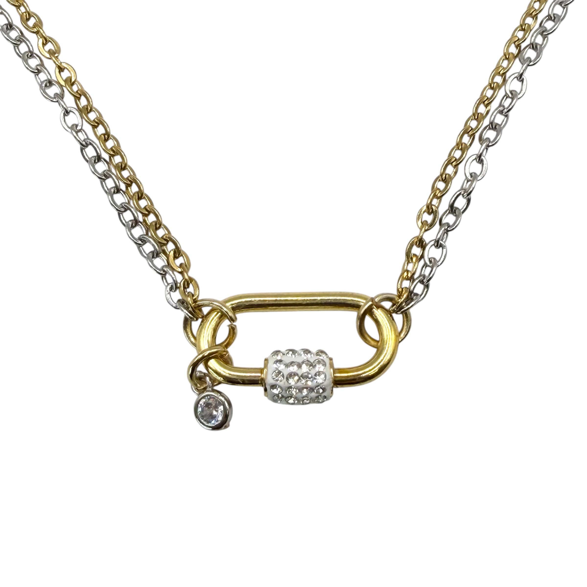 Charm necklace removable charms stainless steel mixed metal 