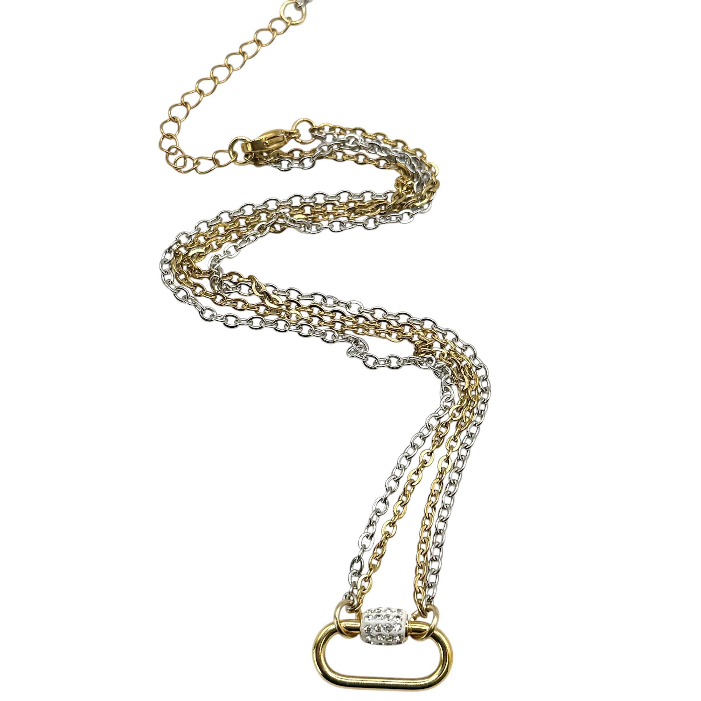 Charm necklace removable charms stainless steel mixed metal 