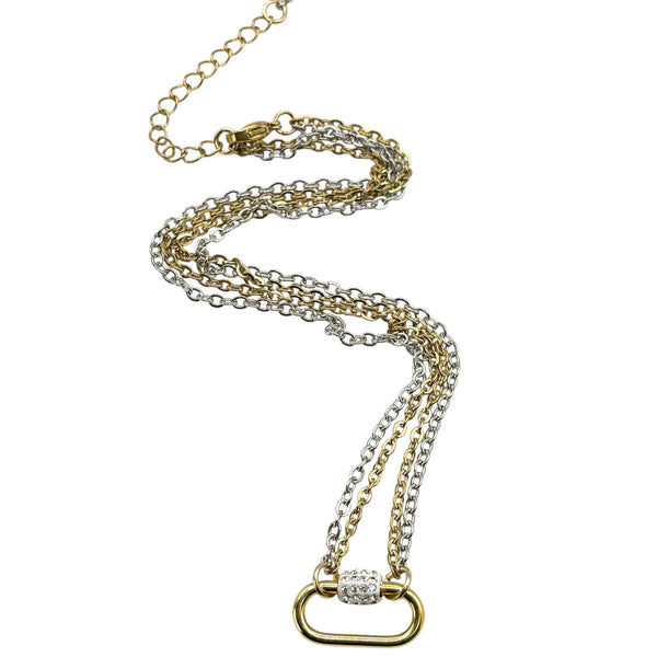 Charm necklace removable charms stainless steel mixed metal 