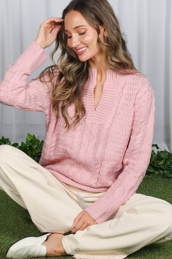 Casual Cable V-Neck Knitted Sweater