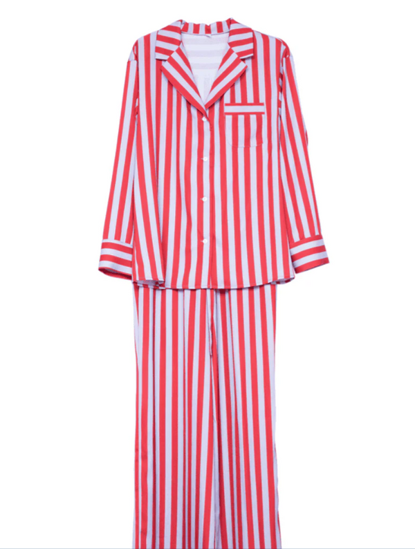 Lilac Striped Satin Pajama Pants Set