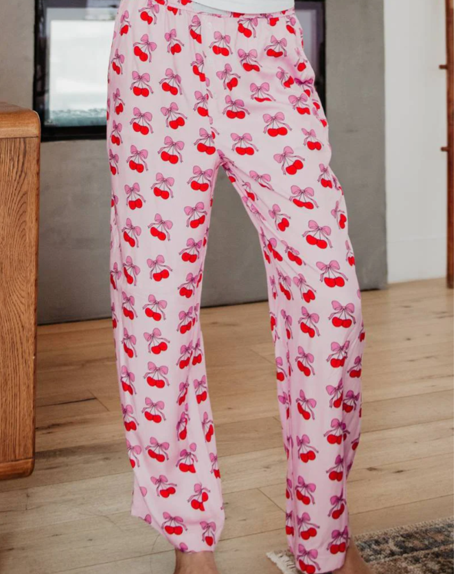 Cherry Bows All Over Casual Boxer Pants