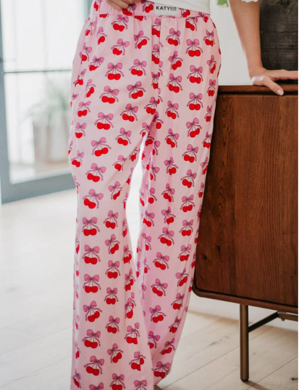 Cherry Bows All Over Casual Boxer Pants