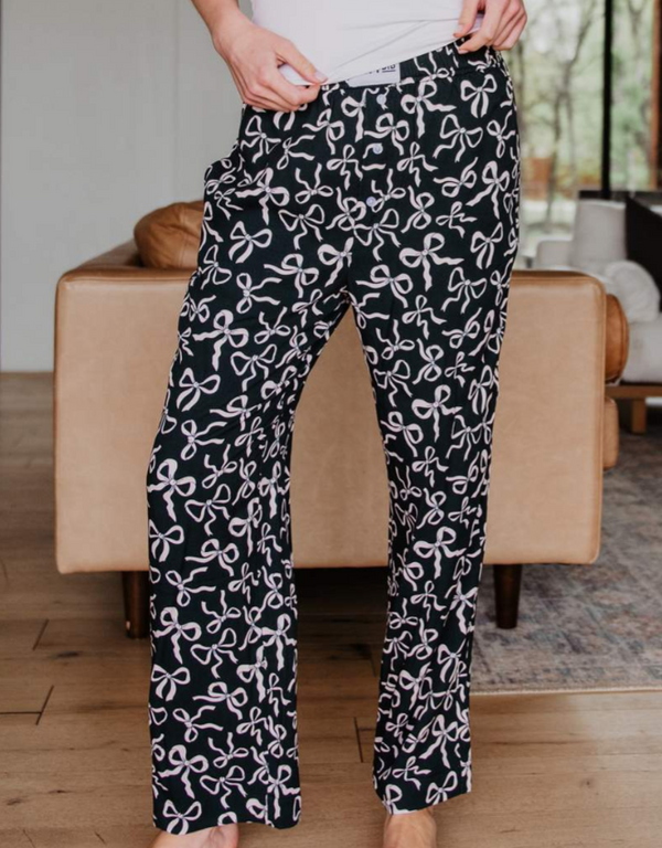 Black & White Bows All Over Soft Boxer Pants