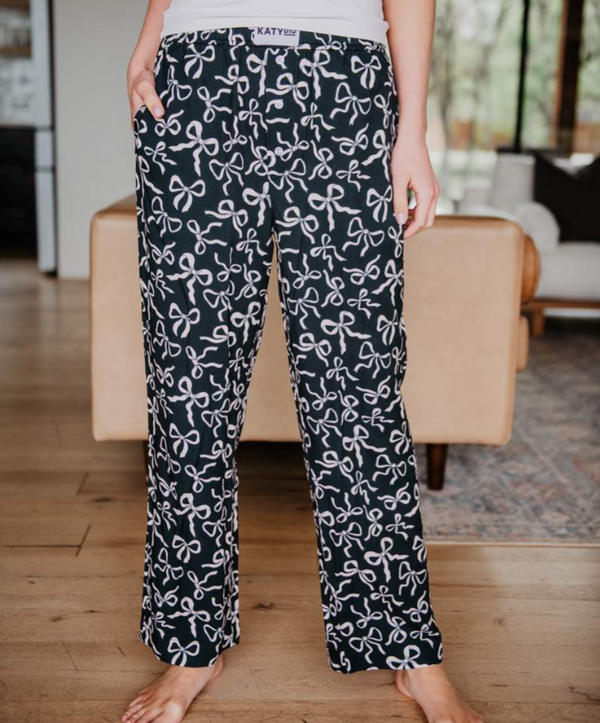 Black & White Bows All Over Soft Boxer Pants