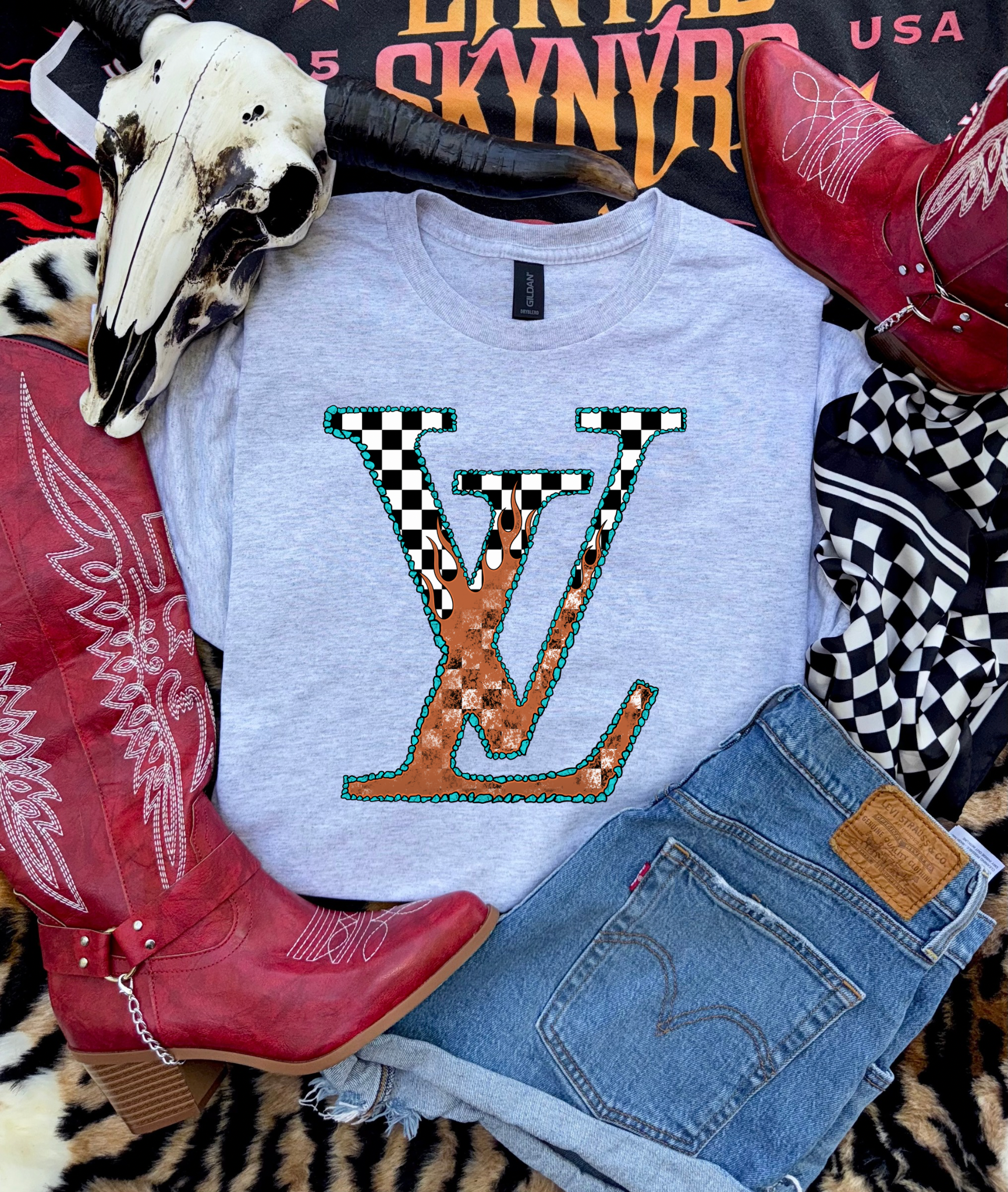 LV Checkered CC Graphic Tee