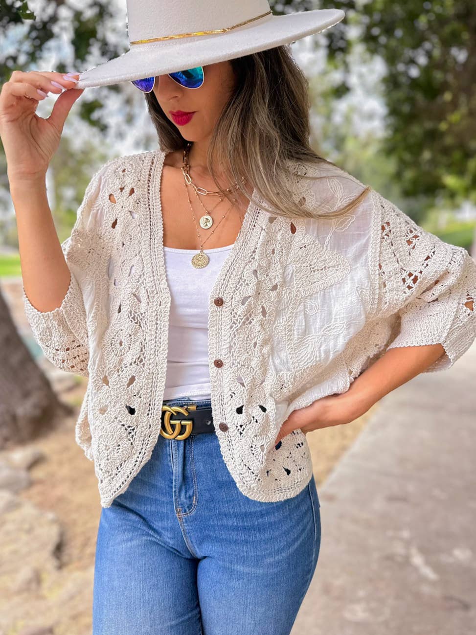 Ivory Crochet Lace Cardigan
