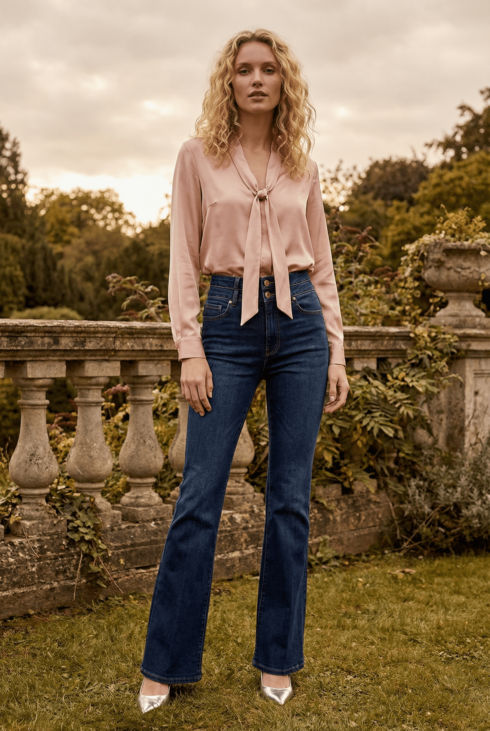 HIGH RISE STRETCH DOUBLE WAIST BOOTCUT JEANS