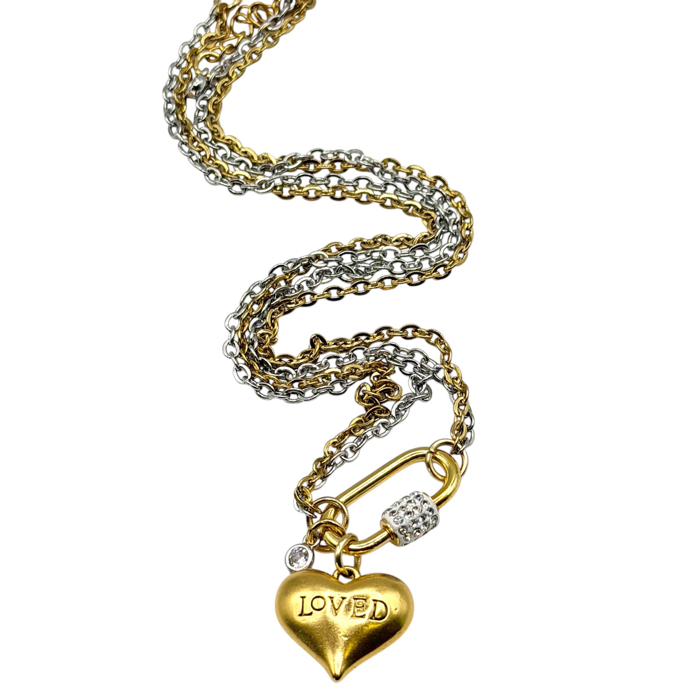 Charm necklace removable charms stainless steel mixed metal 
