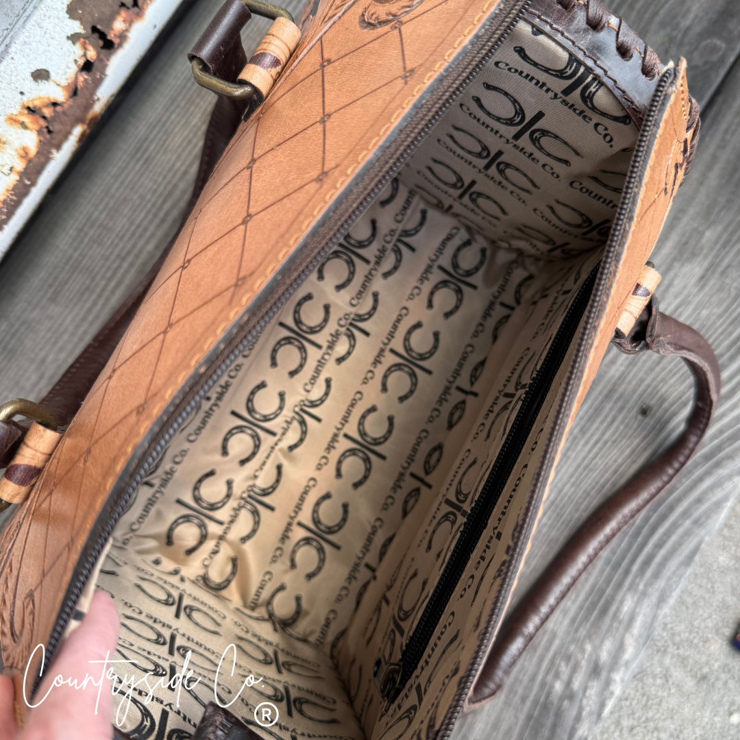 Vanderbilt Tooled Leather and Pearls Speedy Bag
