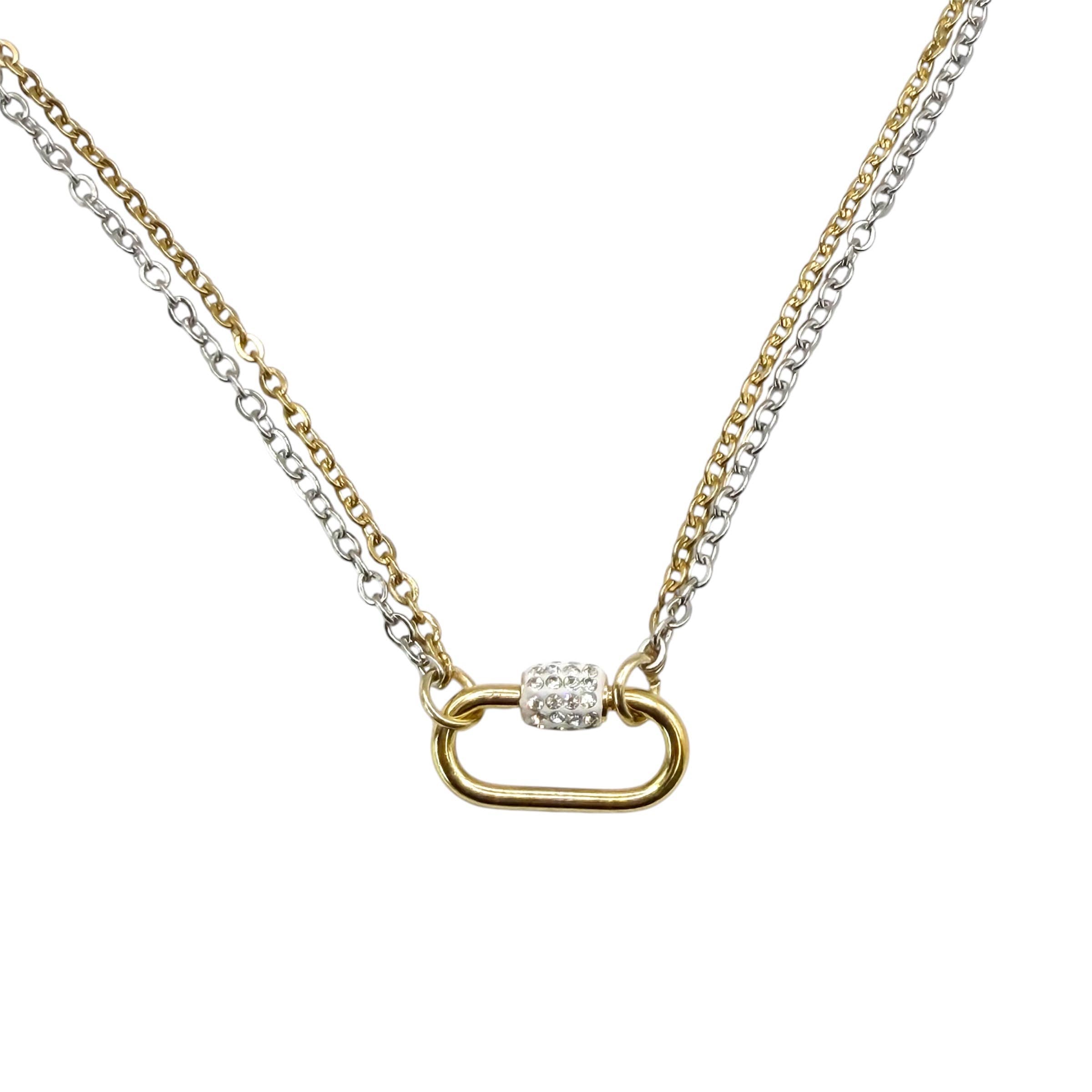 Charm necklace removable charms stainless steel mixed metal 