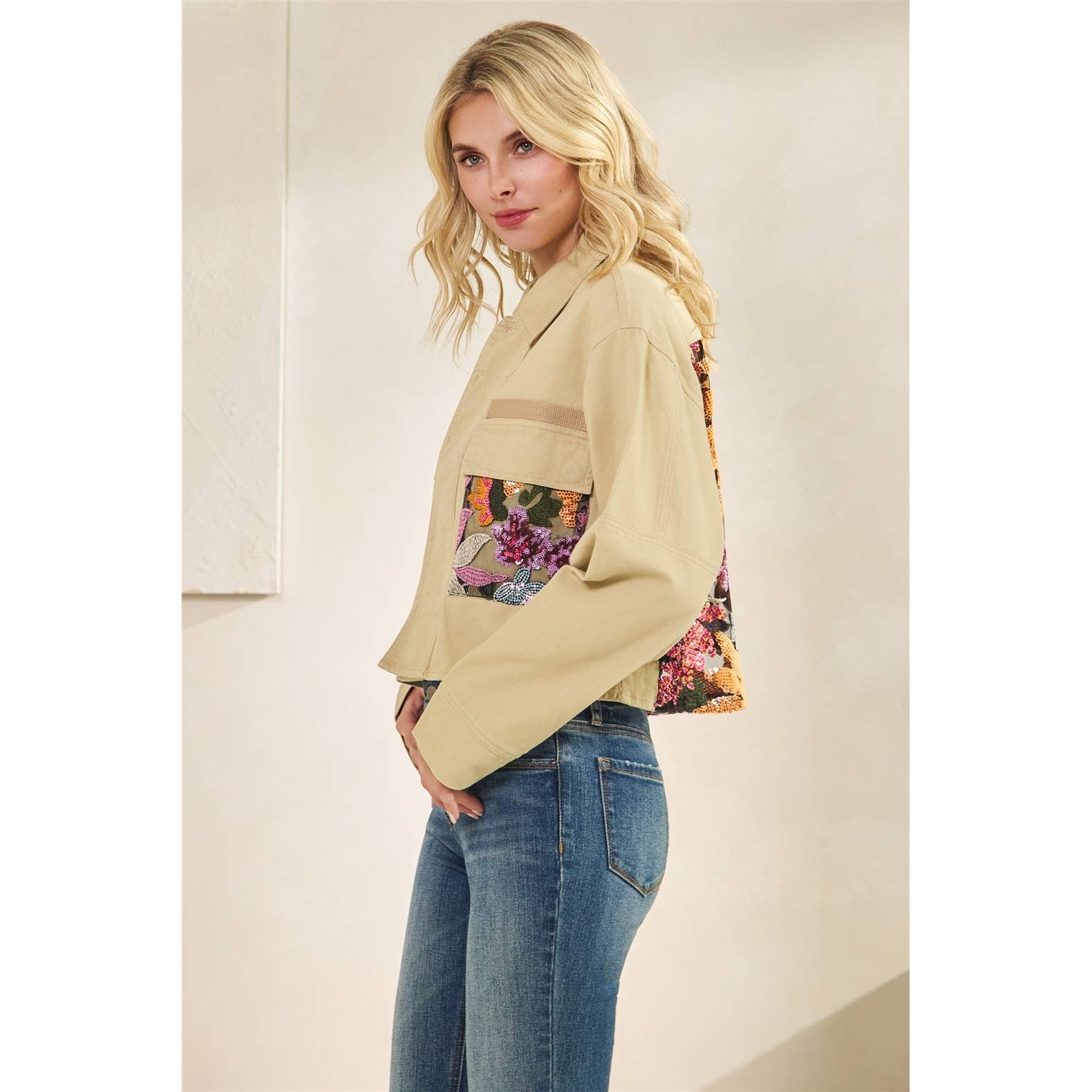 Vervet - Flower Sequins Contrast Jacket