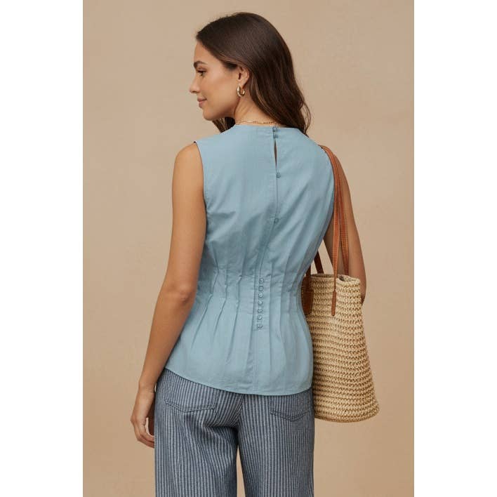 Pleated Peplum Sleeveless Top