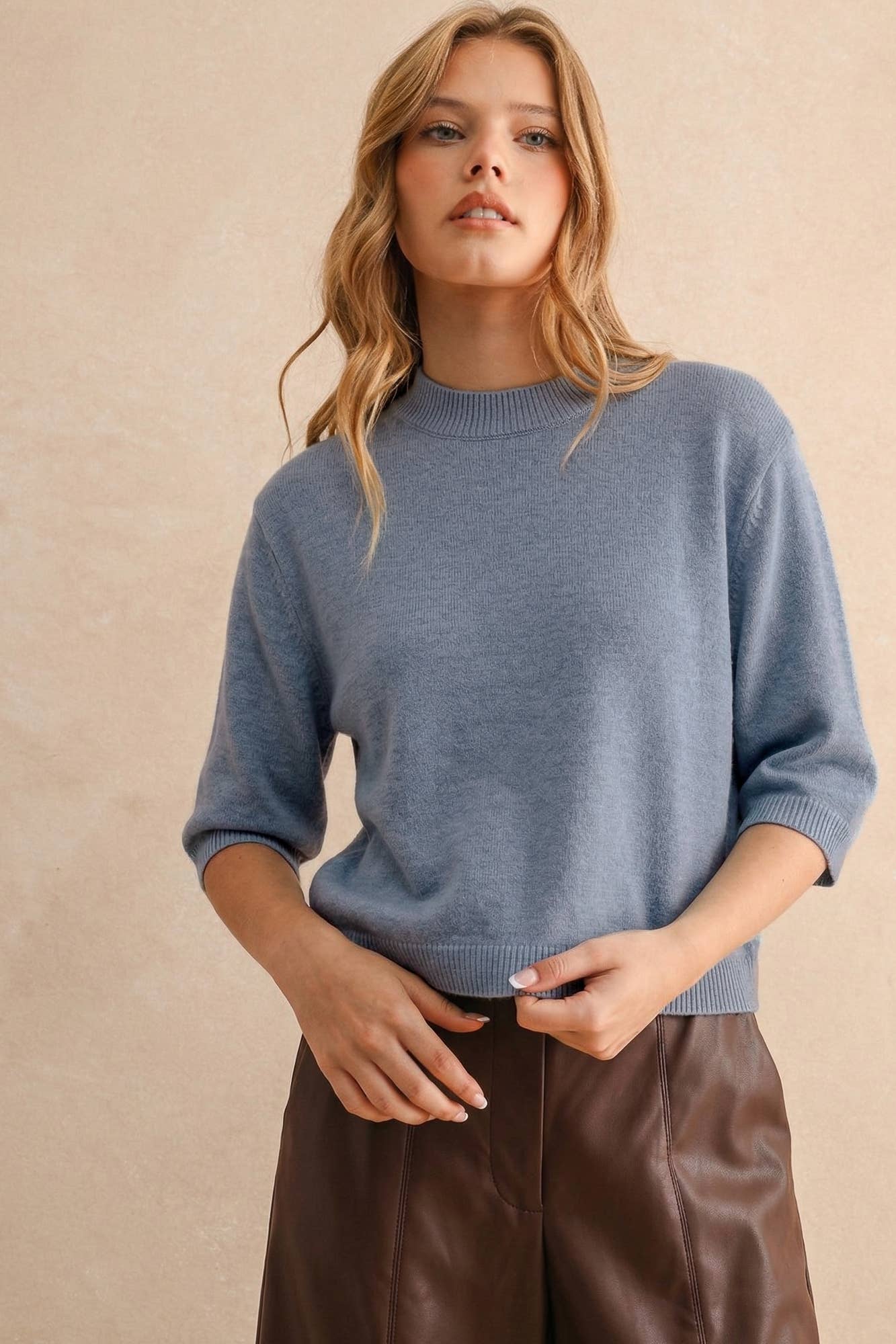 Classic ribbed - SHORT SLEEVE SWEATER TOP