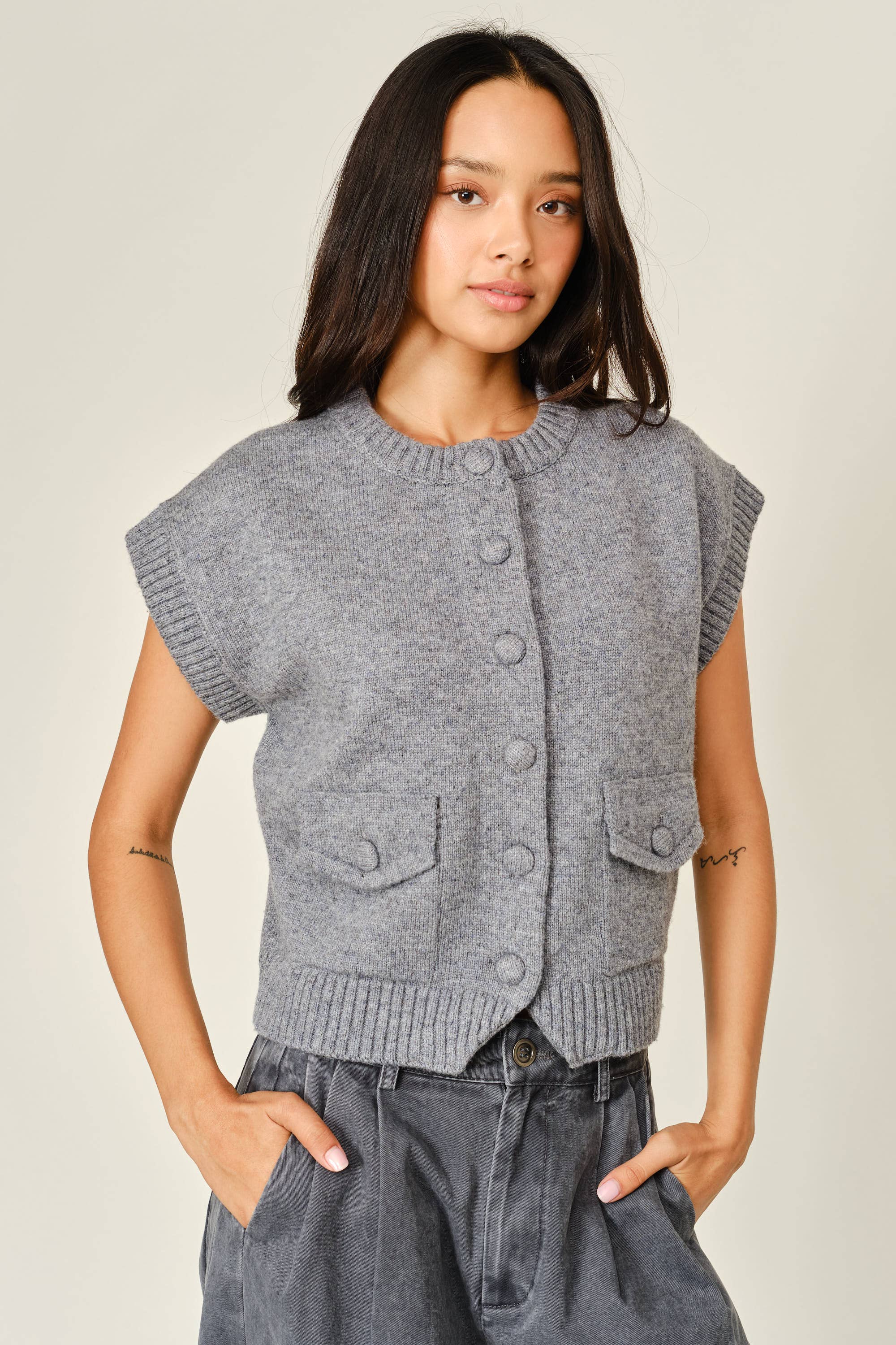 COZY BUTTON-DOWN SWEATER VEST