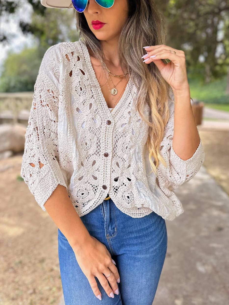 Ivory Crochet Lace Cardigan