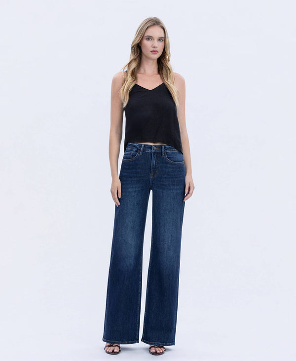 Vervet SUPER HIGH RISE FULL LENGTH DARK WASH WIDE JEANS