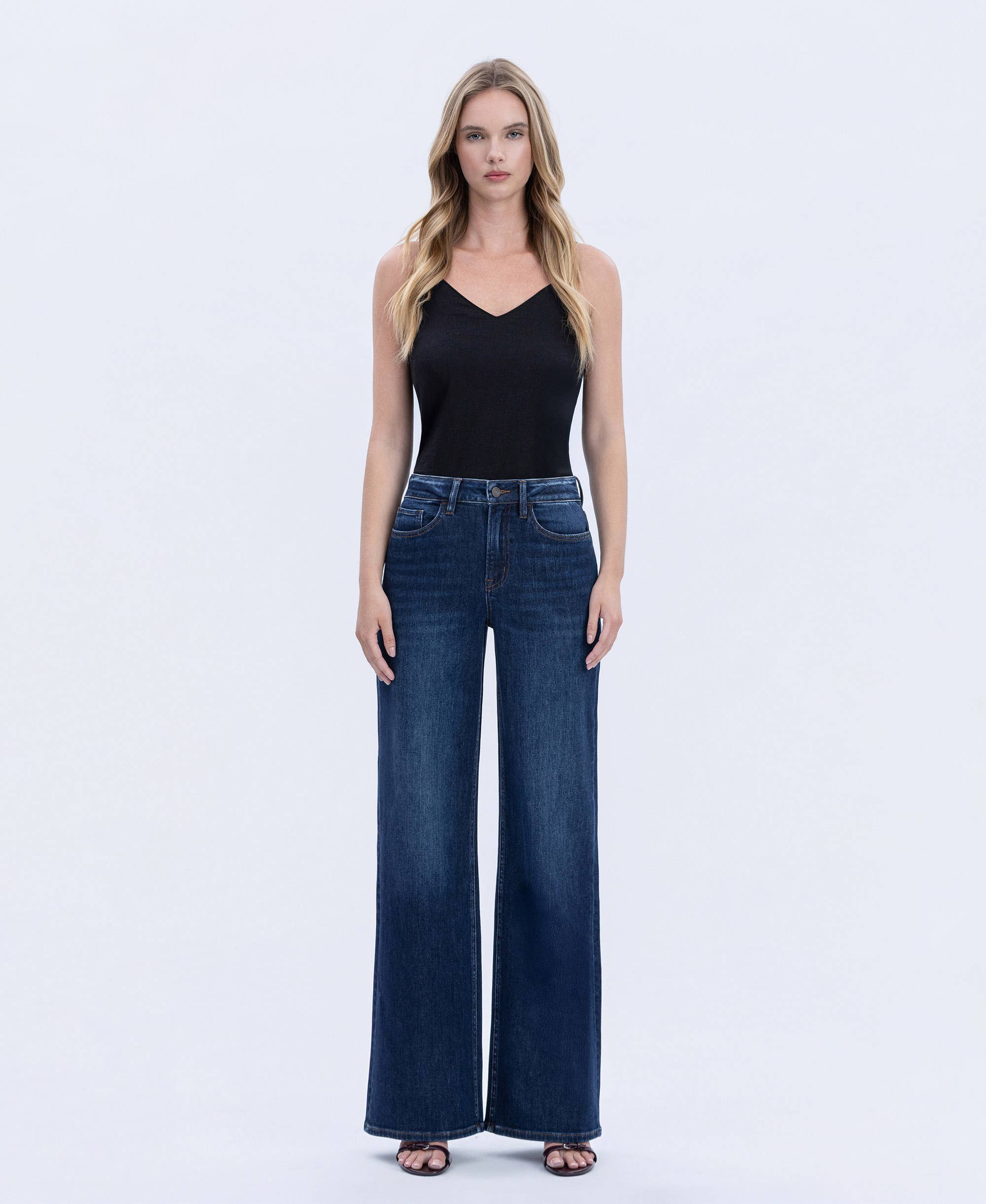 Vervet SUPER HIGH RISE FULL LENGTH DARK WASH WIDE JEANS