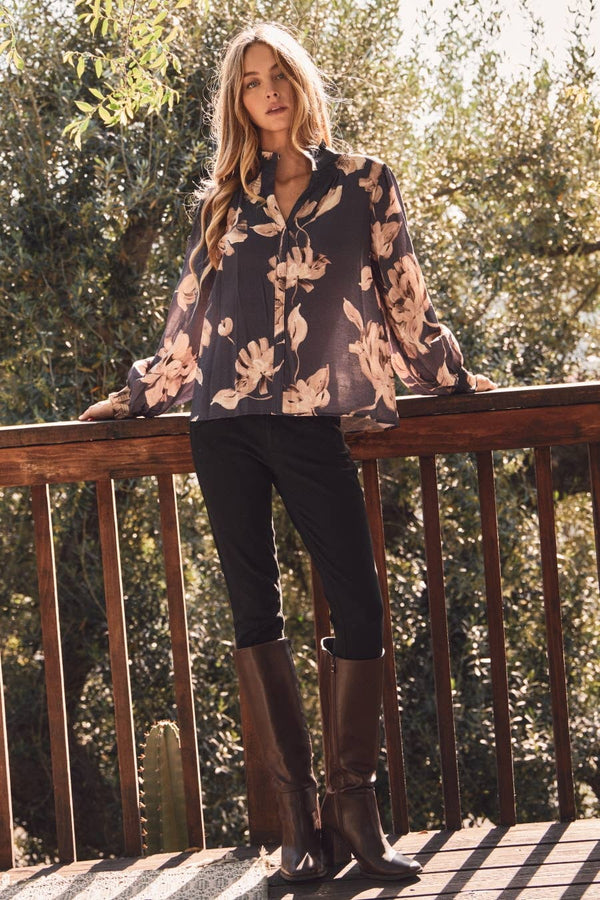 Floral Printed Long Sleeve Blouse