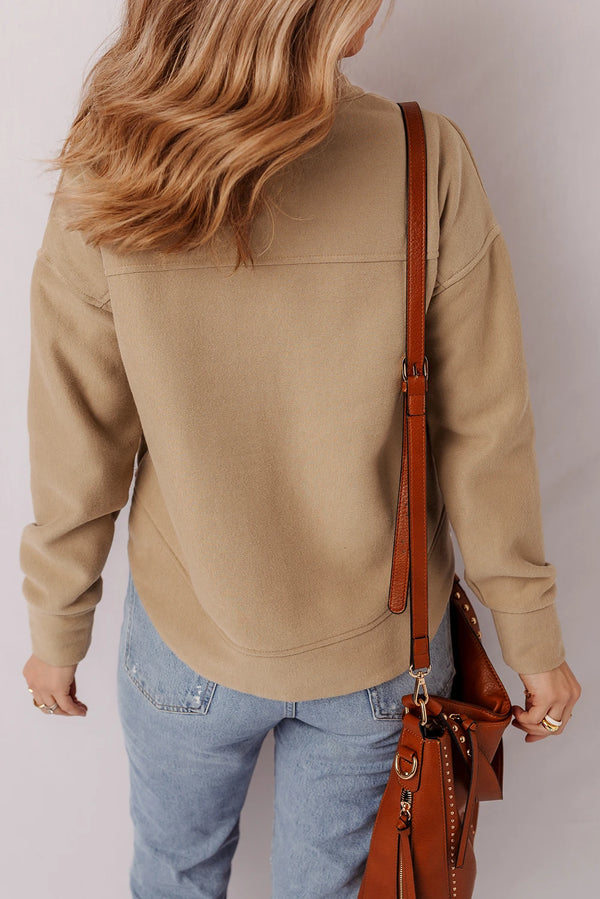 Grommet Detail V Neck Sweatshirt