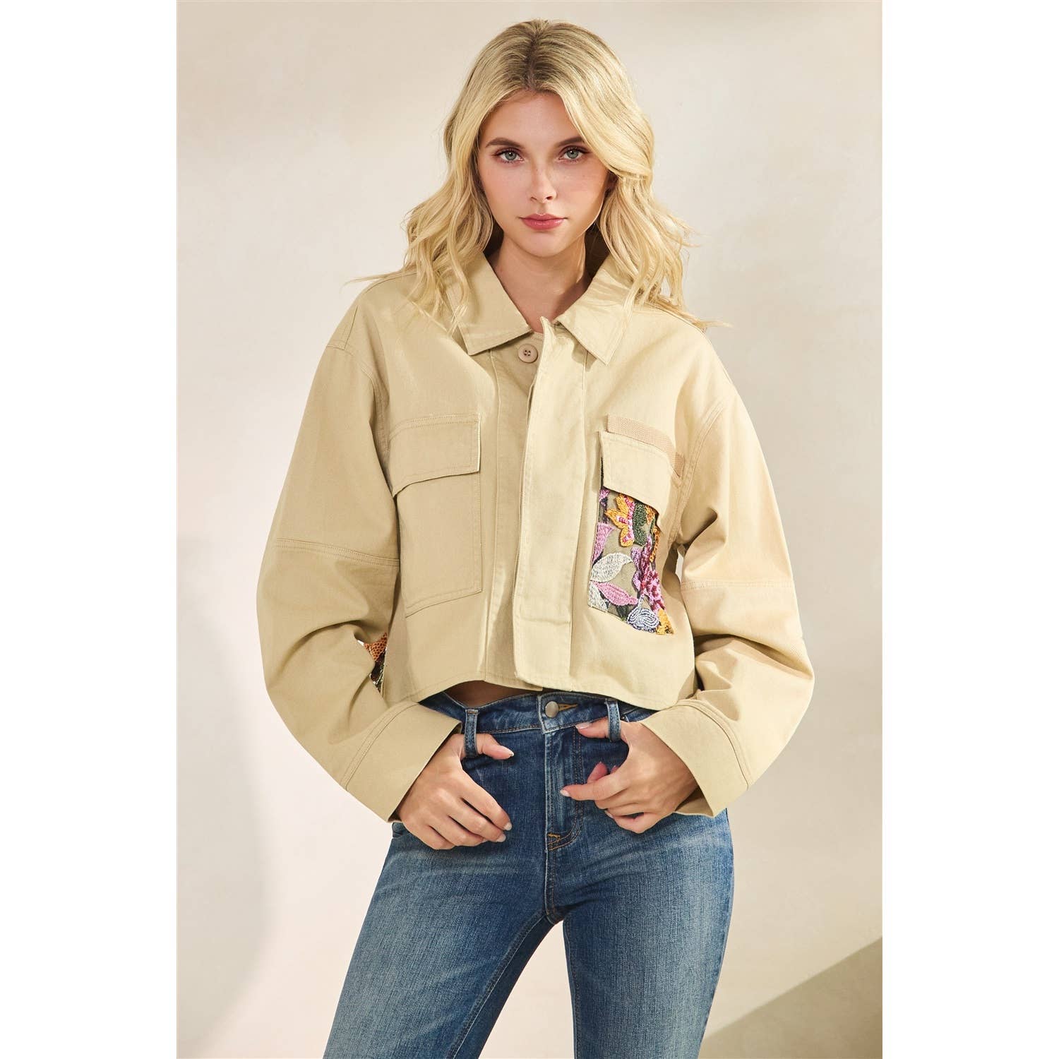 Vervet - Flower Sequins Contrast Jacket