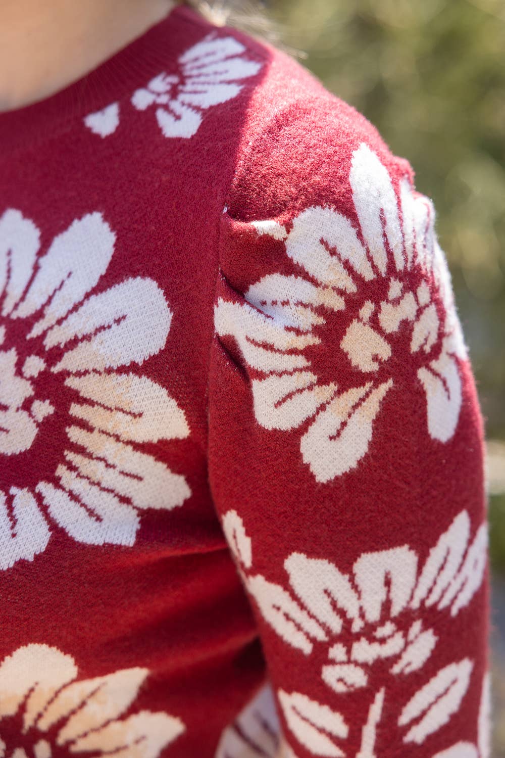 Large Floral Design Long Sleeve Sweater Top