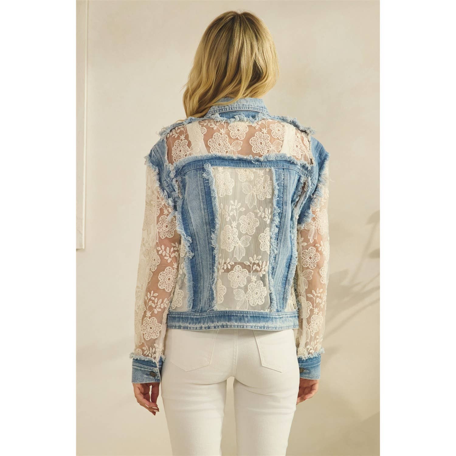 Vervet - Denim Jacket with Floral Organza Inset