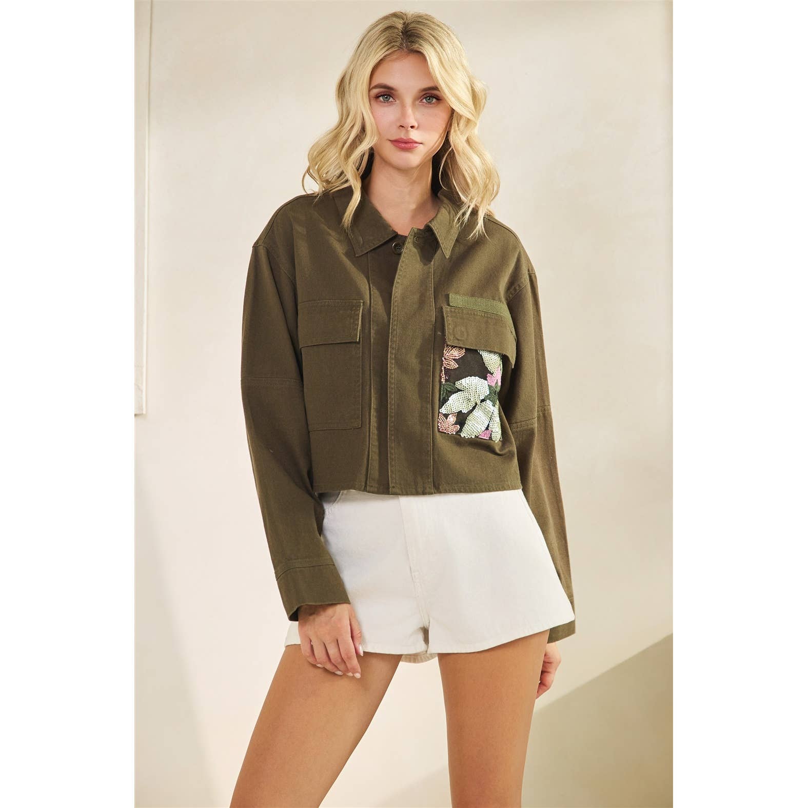 Vervet - Flower Sequins Contrast Jacket