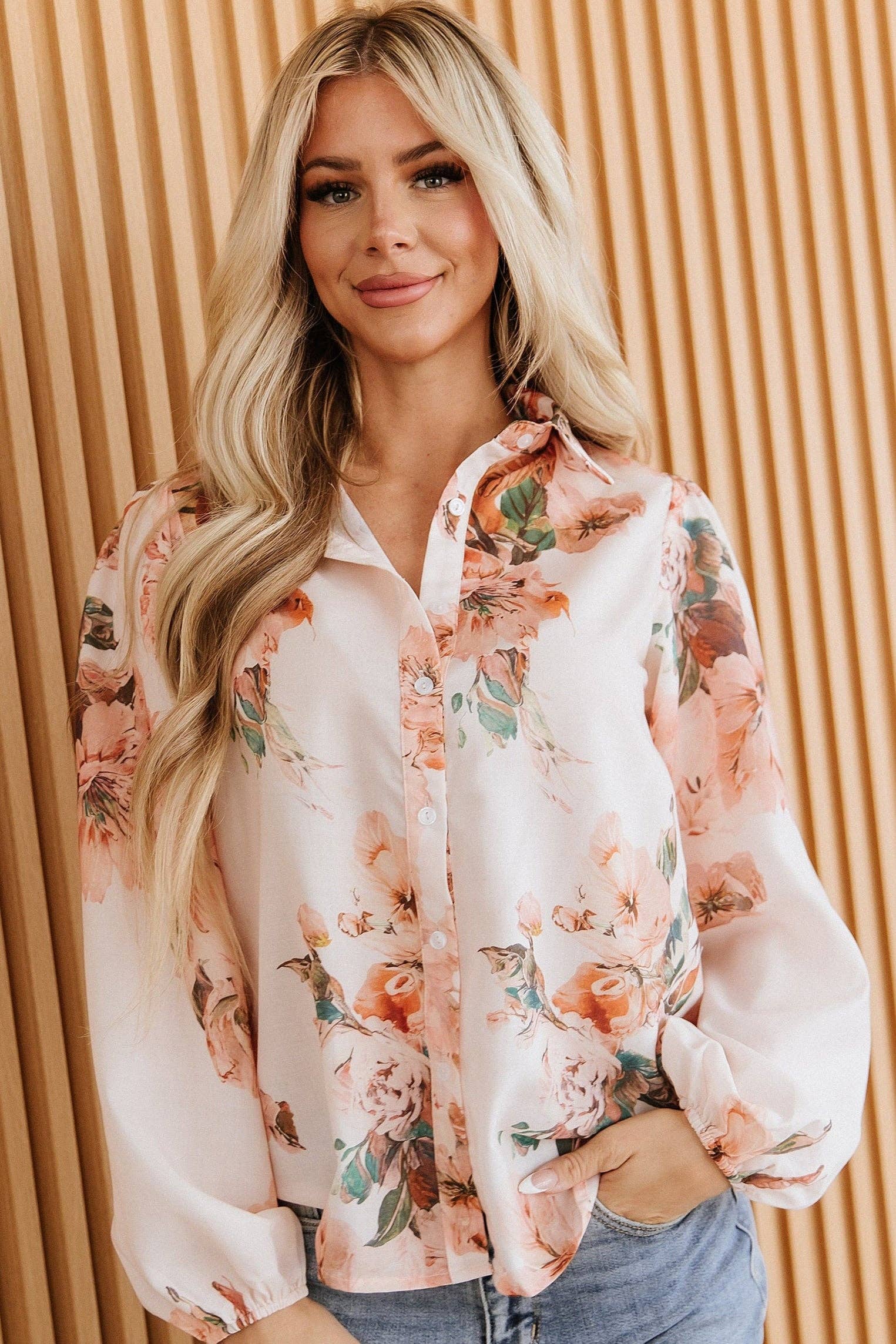 Elarae Floral Puff Sleeve Blouse