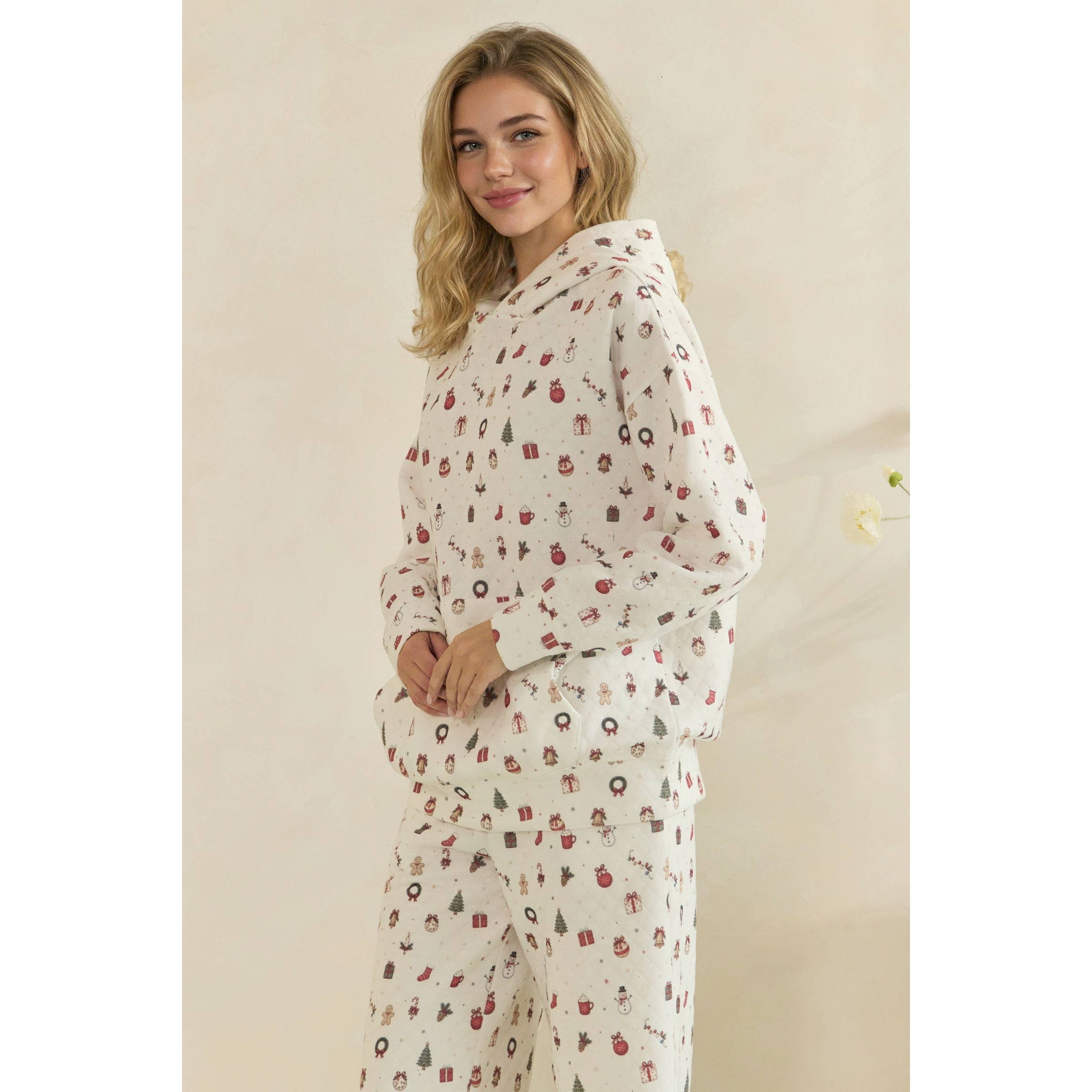 Cozy Holiday Print Lounge Hoodie